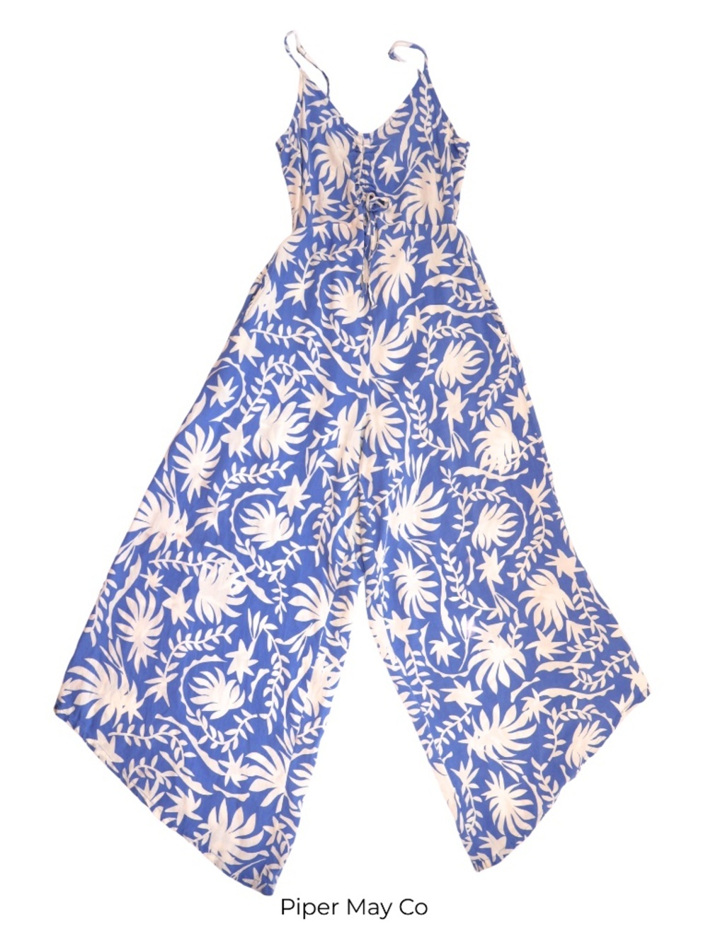 Japna Blue Tropical Wide Leg Romper XS | Resort Style Statement